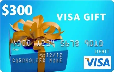 $300 Visa gift card with gold bow ribbon